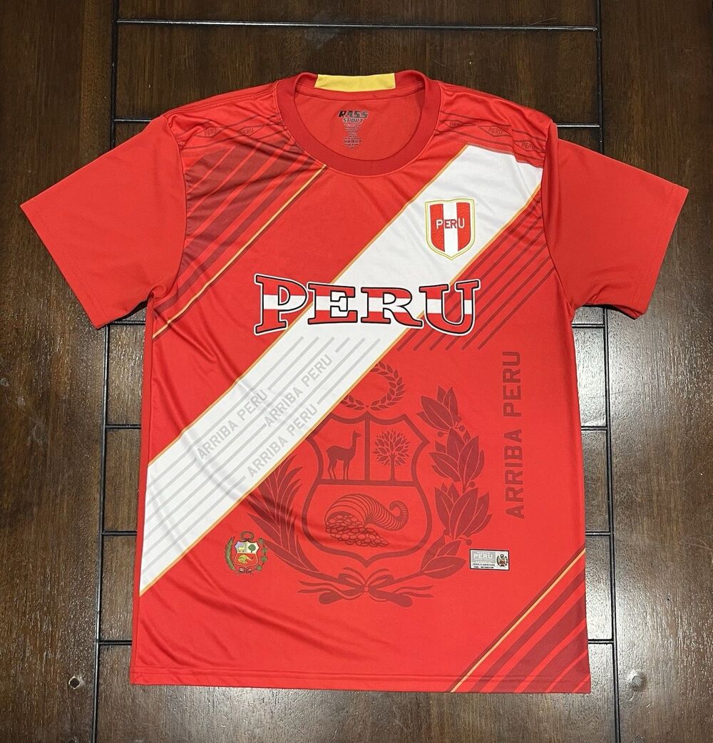 Peru National Team Soccer Jersey Red White Sash Pass Sport Men's Size 2XL